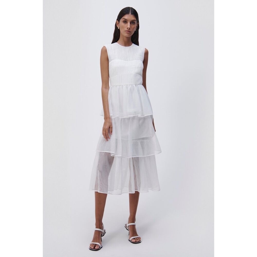 NWT SIMKHAI BENTON TULLE PLISSE MIDI DRESS $795
